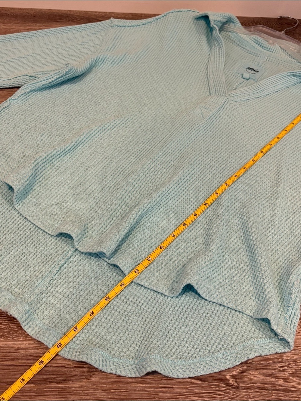 Aerie Light Aqua Waffle Knit Collared Pullover Size M - Picture 6 of 6